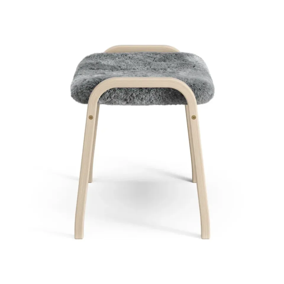 Swedese Armchairs & Footstools*Lamino foot stool white pigmented oak/sheep skin, Scandinavian Grey
