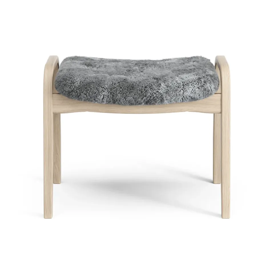 Swedese Armchairs & Footstools*Lamino foot stool white pigmented oak/sheep skin, Scandinavian Grey