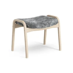 Swedese Armchairs & Footstools*Lamino foot stool white pigmented oak/sheep skin, Scandinavian Grey
