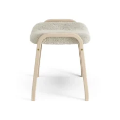 Swedese Armchairs & Footstools*Lamino foot stool white pigmented oak/sheep skin, Moonlight Beige
