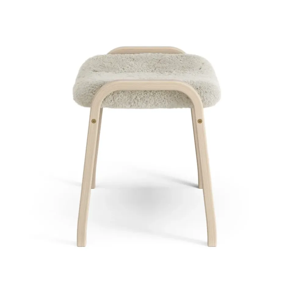 Swedese Armchairs & Footstools*Lamino foot stool white pigmented oak/sheep skin, Moonlight Beige