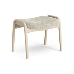 Swedese Armchairs & Footstools*Lamino foot stool white pigmented oak/sheep skin, Moonlight Beige
