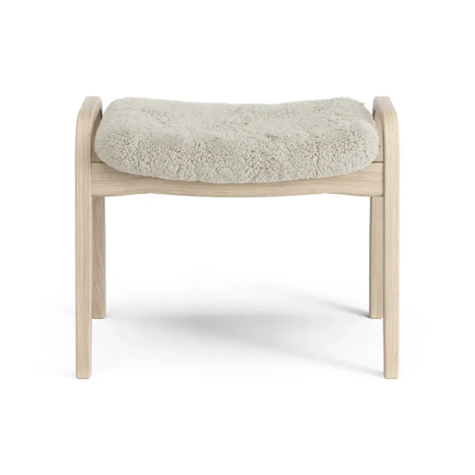 Swedese Armchairs & Footstools*Lamino foot stool white pigmented oak/sheep skin, Moonlight Beige