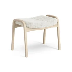 Swedese Armchairs & Footstools*Lamino foot stool white pigmented oak/sheep skin, Off white (white) Beige