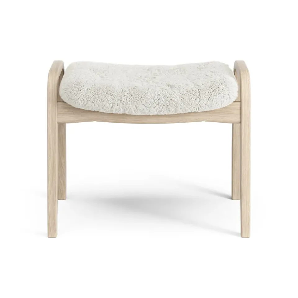 Swedese Armchairs & Footstools*Lamino foot stool white pigmented oak/sheep skin, Off white (white) Beige
