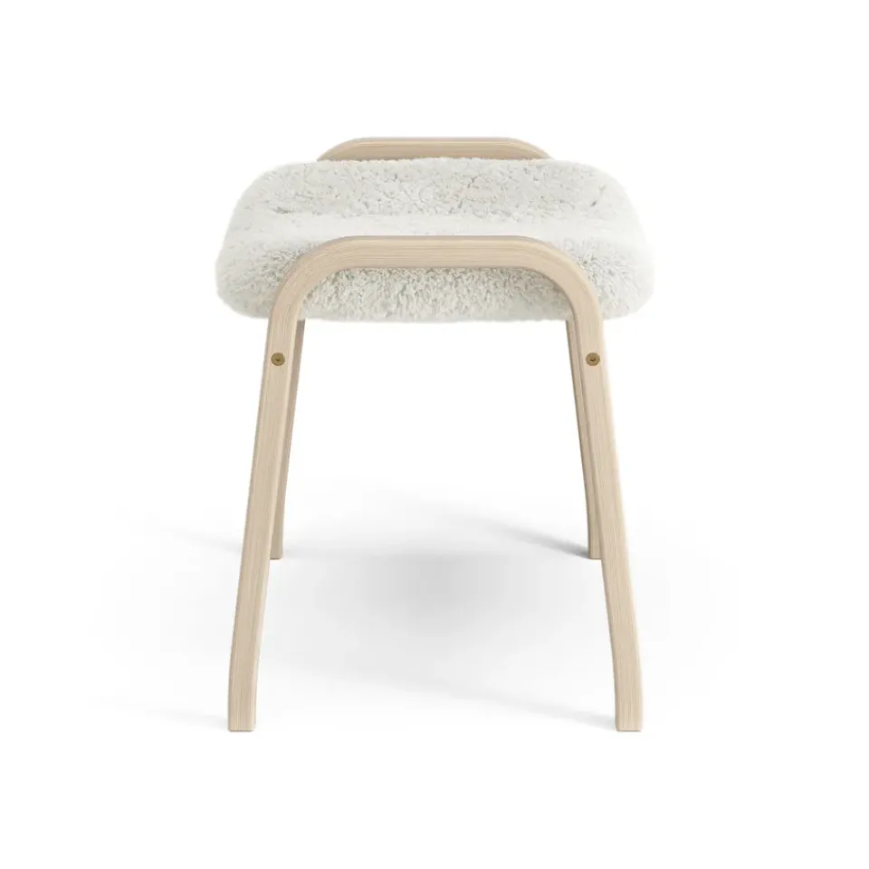 Swedese Armchairs & Footstools*Lamino foot stool white pigmented oak/sheep skin, Off white (white) Beige