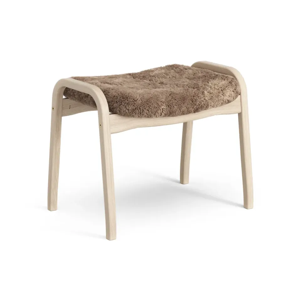 Swedese Armchairs & Footstools*Lamino foot stool white pigmented oak/sheep skin, Sahara (nougat brown) BeigeBrown