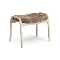 Swedese Armchairs & Footstools*Lamino foot stool white pigmented oak/sheep skin, Sahara (nougat brown) BeigeBrown