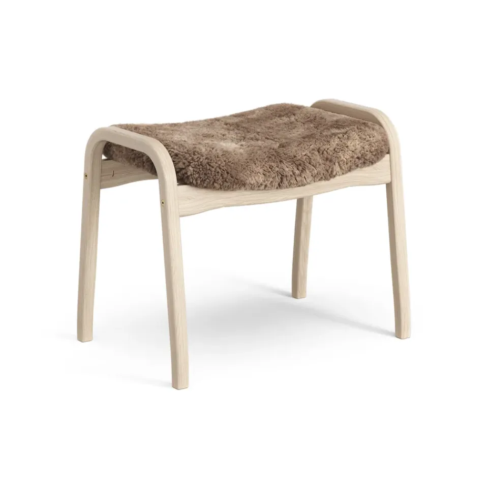 Swedese Armchairs & Footstools*Lamino foot stool white pigmented oak/sheep skin, Sahara (nougat brown) BeigeBrown