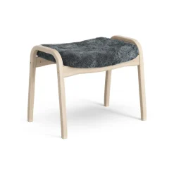 Swedese Armchairs & Footstools*Lamino foot stool white pigmented oak/sheep skin, Charcoal (dark grey) Beige