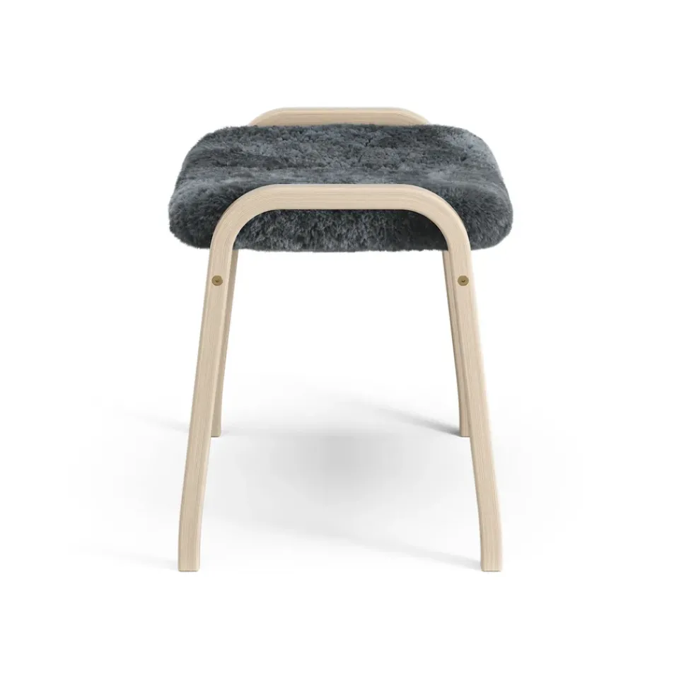 Swedese Armchairs & Footstools*Lamino foot stool white pigmented oak/sheep skin, Charcoal (dark grey) Beige