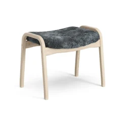 Swedese Armchairs & Footstools*Lamino foot stool white pigmented oak/sheep skin, Charcoal (dark grey) Beige
