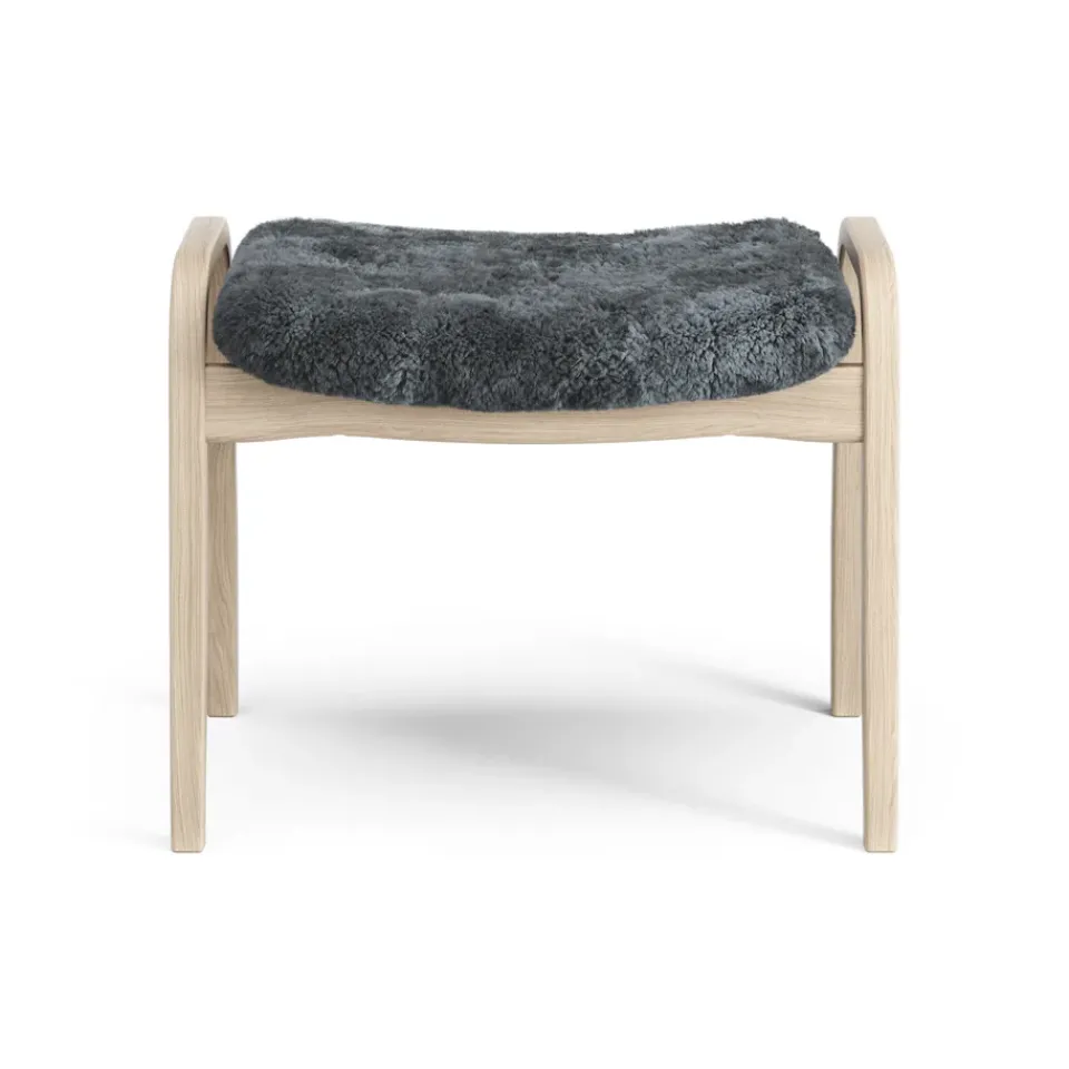 Swedese Armchairs & Footstools*Lamino foot stool white pigmented oak/sheep skin, Charcoal (dark grey) Beige