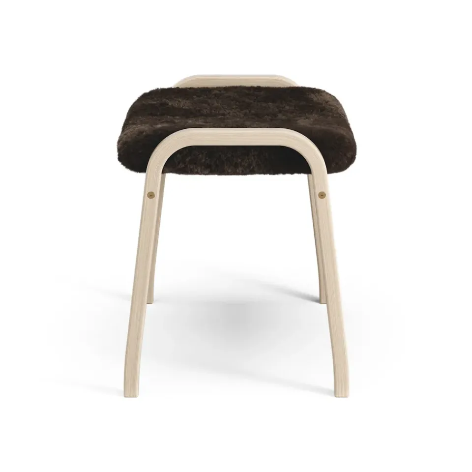 Swedese Armchairs & Footstools*Lamino foot stool white pigmented oak/sheep skin, Espresso (brown) Beige