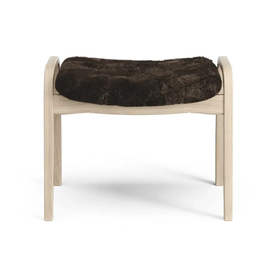 Swedese Armchairs & Footstools*Lamino foot stool white pigmented oak/sheep skin, Espresso (brown) Beige