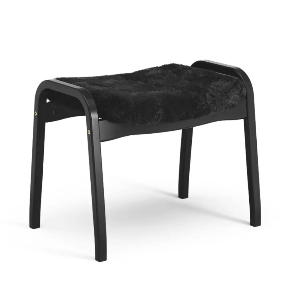 Swedese Armchairs & Footstools*Lamino footstool, Sheepskin - stained beech Black