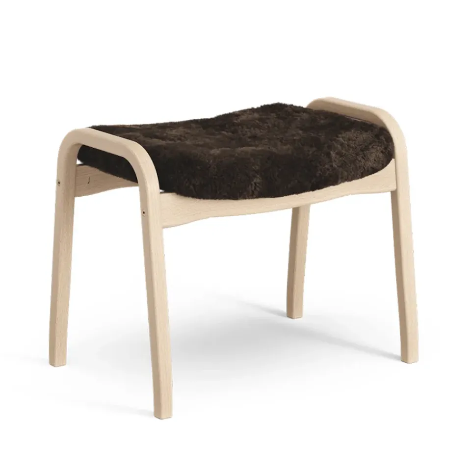 Swedese Armchairs & Footstools*Lamino footstool, Sheepskin espresso, natural lacquered beech Brown