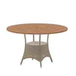 Cane-line Table For Outdoor Use*Lansing dining table Ø120 cm, Teak-weave taupe Brown