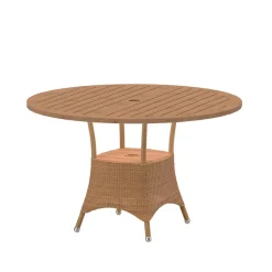 Cane-line Table For Outdoor Use*Lansing dining table Ø120 cm, Teak weave natural Brown