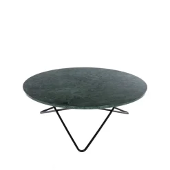 OX Denmarq Coffee Tables*Large O Table coffee table, marble indio. blacklack stand Green