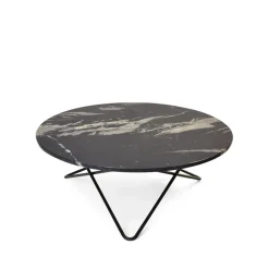 OX Denmarq Coffee Tables*Large O Table coffee table, Marble marquina matt. lack stand Black