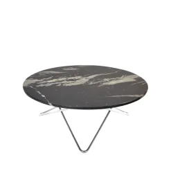 OX Denmarq Coffee Tables*Large O Table coffee table, Marble marquina matt. stainless steel stand Black