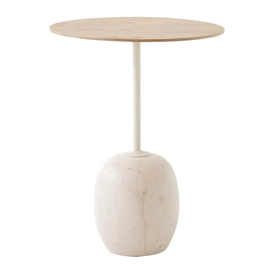 &Tradition Side Tables*Lato side table LN8, Lacquered oak-Crema diva marble BeigeWhite