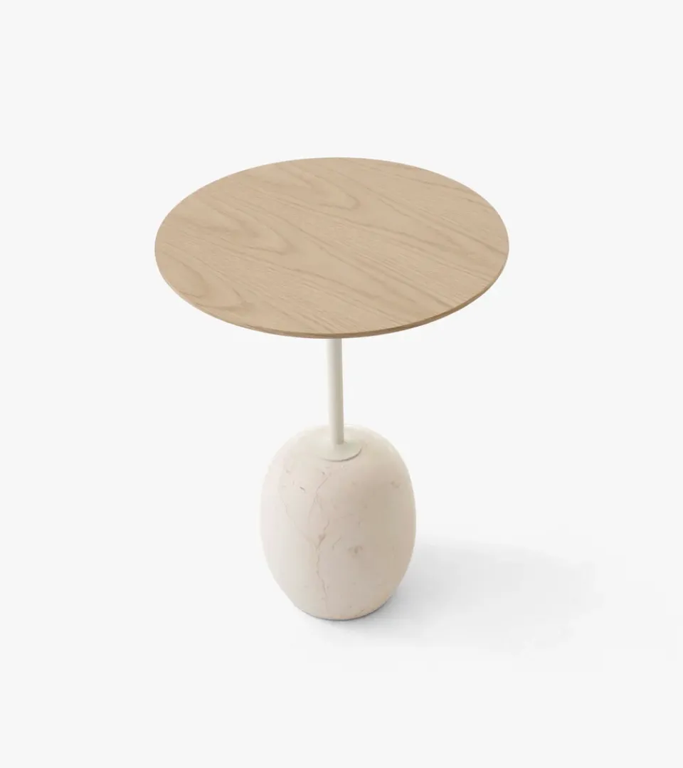 &Tradition Side Tables*Lato side table LN8, Lacquered oak-Crema diva marble BeigeWhite