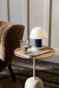 &Tradition Side Tables*Lato side table LN8, Lacquered oak-Crema diva marble BeigeWhite