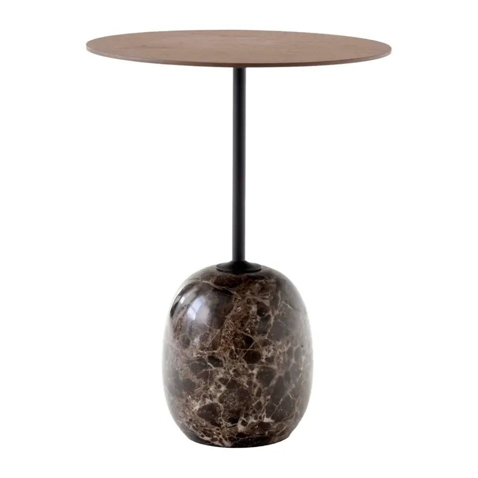 &Tradition Side Tables*Lato side table LN8, Lacquered walnut-Emperador marble BrownBlack
