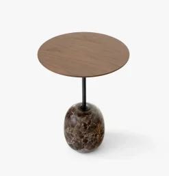&Tradition Side Tables*Lato side table LN8, Lacquered walnut-Emperador marble BrownBlack