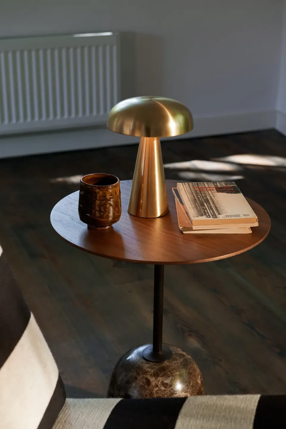 &Tradition Side Tables*Lato side table LN8, Lacquered walnut-Emperador marble BrownBlack