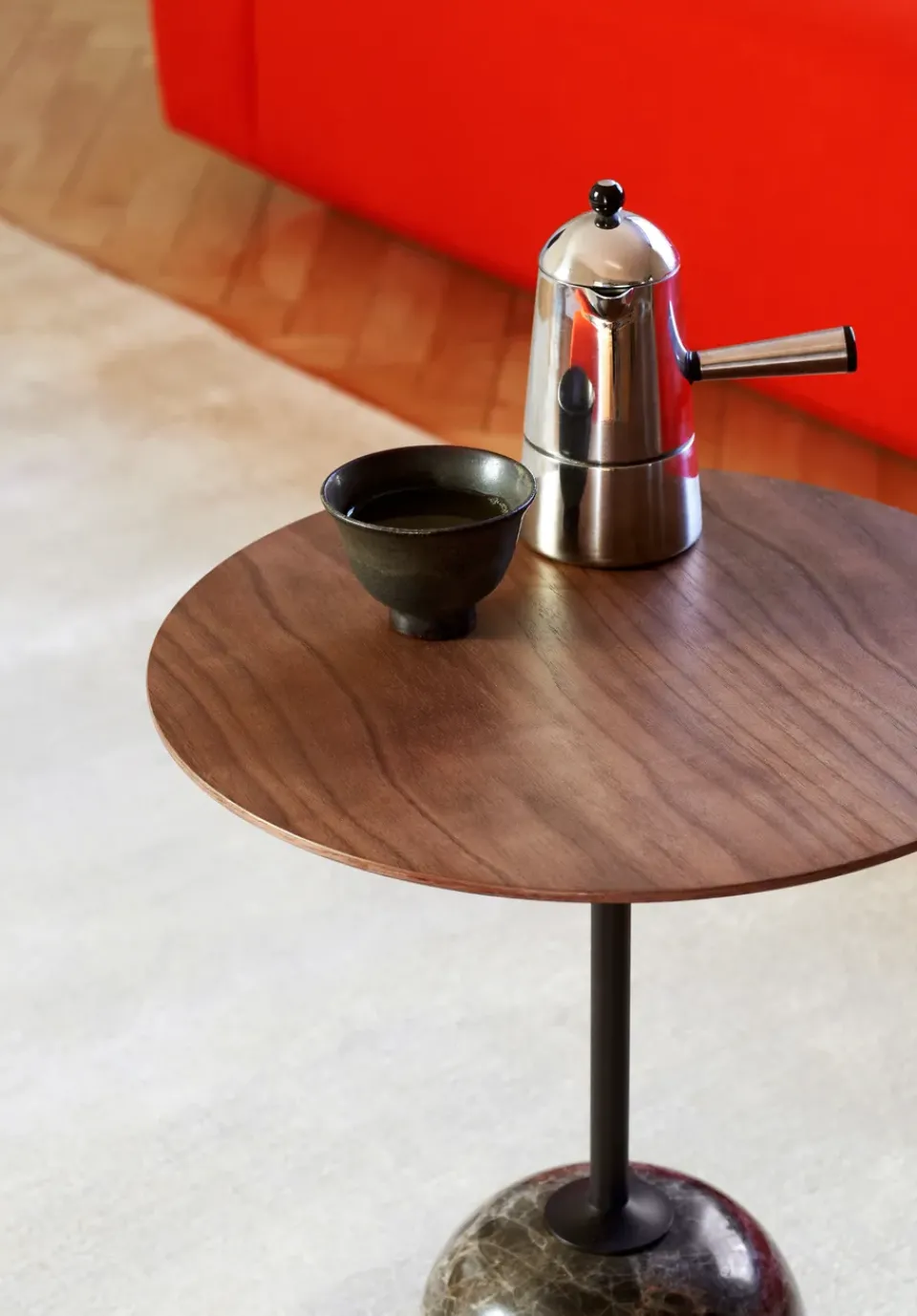 &Tradition Side Tables*Lato side table LN8, Lacquered walnut-Emperador marble BrownBlack