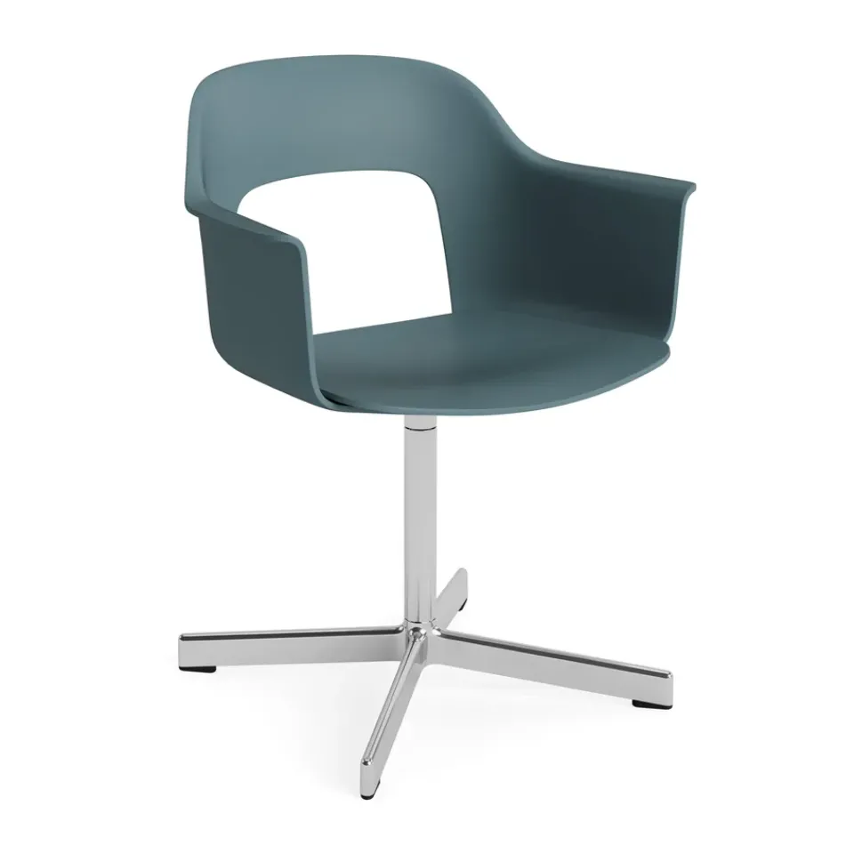HAY Office Chairs*Layout Armchair 231 office chair, Ocean-polished aluminium 4-star swivel base Blue
