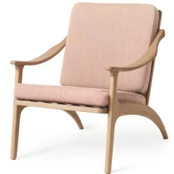 Warm Nordic Armchairs & Footstools*Lean Back Canvase arm chair white oiled oak, Pale rose Pink