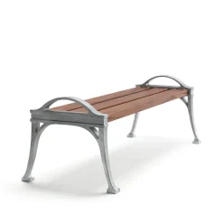 Byarums bruk Garden Sofas & Garden Benches*Lessebo bench, Mahogany, raw aluminum stand BrownSilver-coloured
