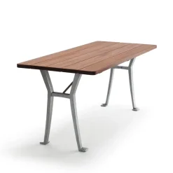 Byarums bruk Table For Outdoor Use*Lessebo table, Mahogany, raw aluminum stand BrownSilver-coloured