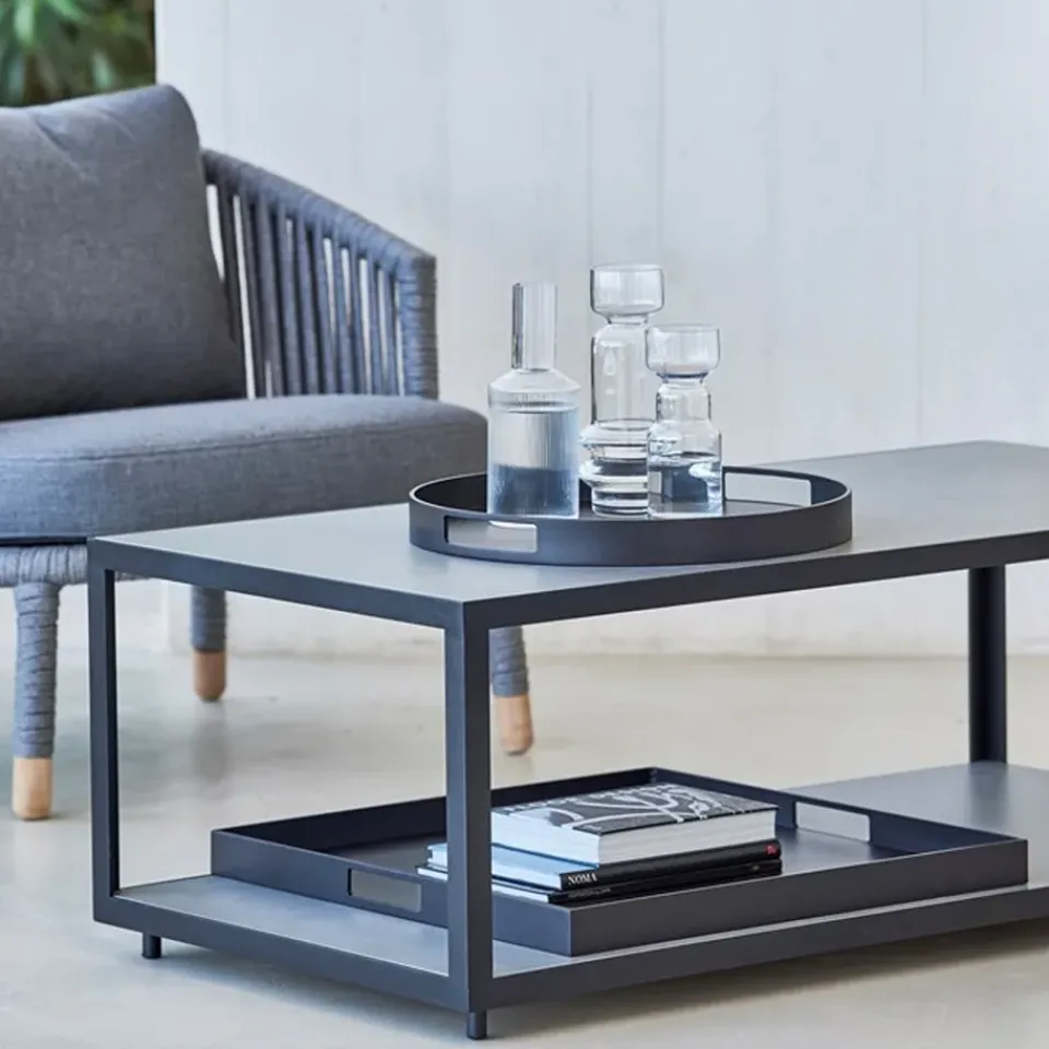 Cane-line Table For Outdoor Use|Outdoor Lounge Furniture*Level coffee table ceramic 79x79 cm, Light -white Grey