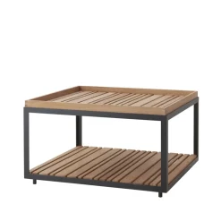 Cane-line Table For Outdoor Use|Outdoor Lounge Furniture*Level coffee table teak 79x79 cm, Lava grey Brown