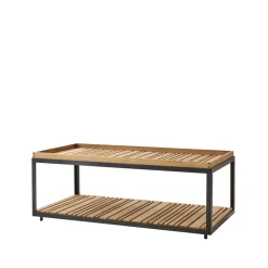 Cane-line Table For Outdoor Use|Outdoor Lounge Furniture*Level coffee table teak 62x122 cm, Lava grey Brown