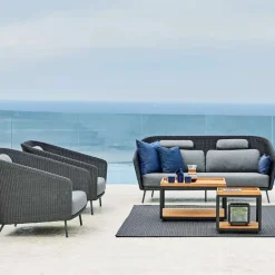 Cane-line Table For Outdoor Use*Level side table, Light , ceramic, white frame Grey