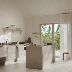 Swedese Shelves & Shelving Systems*Levi shelf, Lacquered ash-brass, 2 shelves, 180 cm Beige