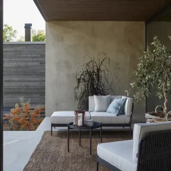 Skargaarden Outdoor Lounge Furniture|Garden Sofas & Garden Benches*Lidö modular sofa, Sunbrella Deave silver , foot stool, d. aluminium frame Grey