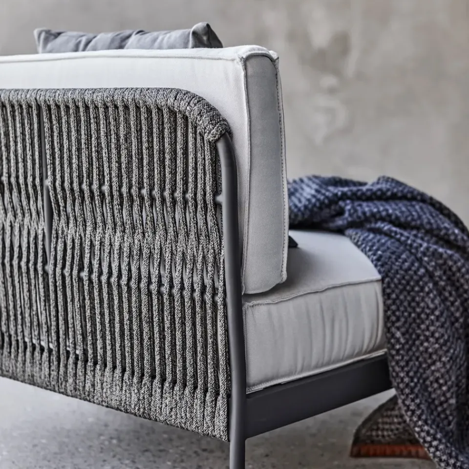Skargaarden Outdoor Lounge Furniture|Garden Sofas & Garden Benches*Lidö modular sofa, Sunbrella Deave silver , foot stool, d. aluminium frame Grey