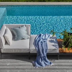 Skargaarden Outdoor Lounge Furniture|Garden Sofas & Garden Benches*Lidö modular sofa, Sunbrella Deave silver , corner section, d. aluminium frame Grey
