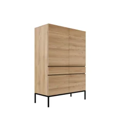 Ethnicraft Display & Glass Cabinets*Ligna cabinet, Oiled oak-Black steel Beige