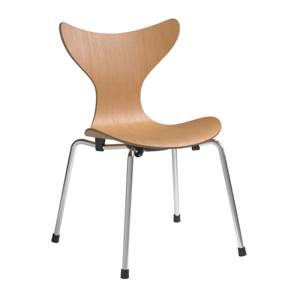 Fritz Hansen Chairs|Children's Chairs*Liljan children's chair, Oregon pine-chrome BrownSilver-coloured