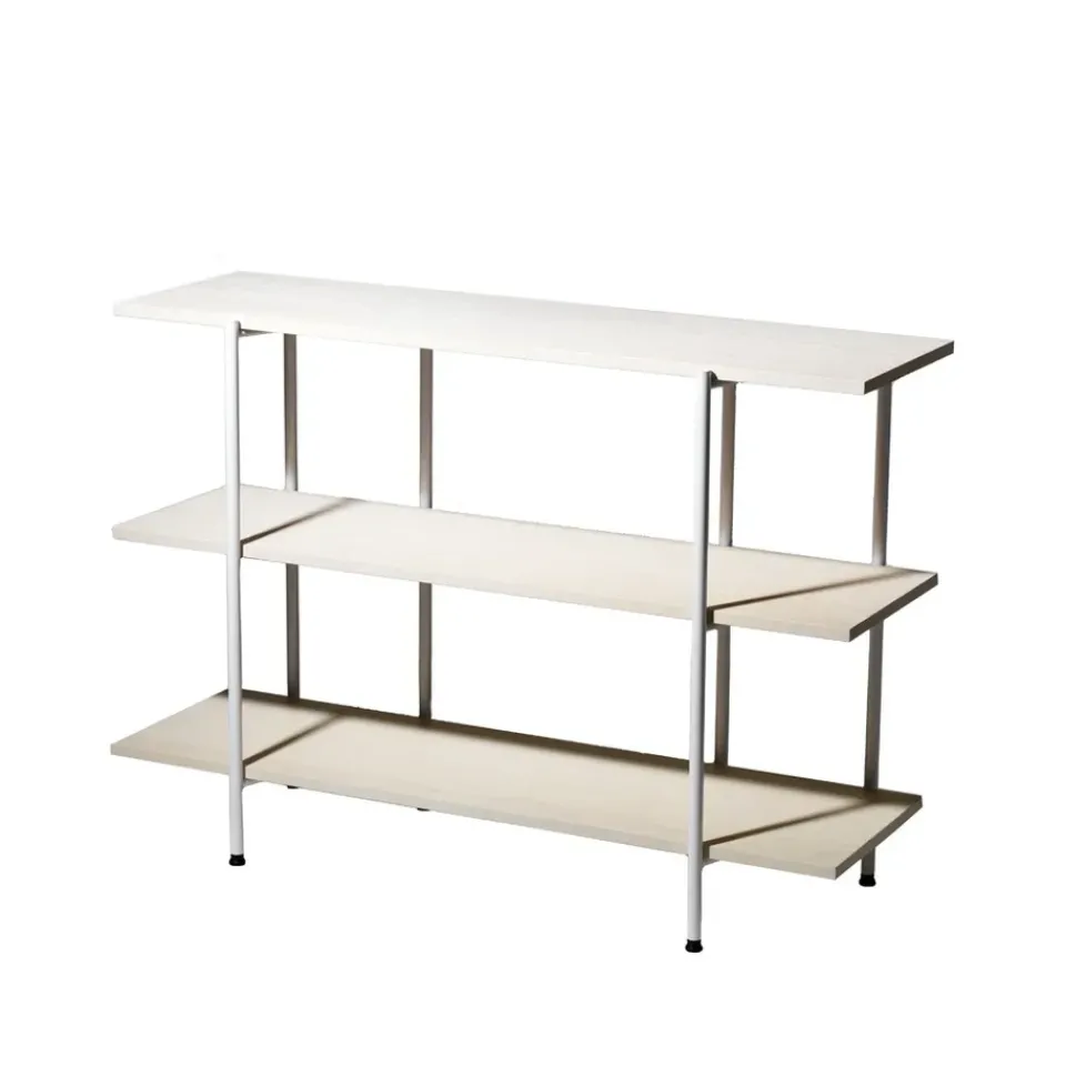 SMD Design Side Tables*Lilly Console table, Ash white pigment, white-lacquered steel frame, 120 cm Beige