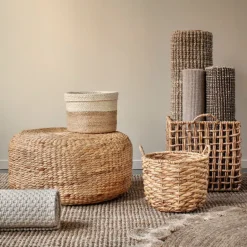 Dixie Sitting Poufs*Lily pouf Ø59 cm, Natural, water hyacinth, round Beige