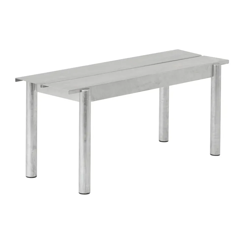 Muuto Garden Sofas & Garden Benches*Linear steel bench 110 cm, Warm galvanized steel Silver-coloured